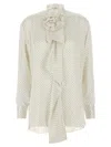 Ermanno Scervino Polka Dot Shirt Flower Brooch