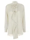 Ermanno Scervino Polka Dot Shirt Flower Brooch In Neutral