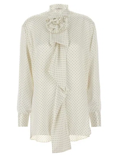 ERMANNO SCERVINO POLKA DOT SHIRT FLOWER BROOCH