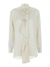 Ermanno Scervino Polka Dot Shirt Flower Brooch In White