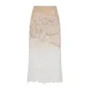 Ermanno Scervino Midi Skirt With Floral Lace Overlay In Brown