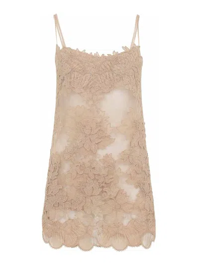 Ermanno Scervino Floral Lace Overlay Mini Dress In Multi