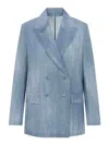Ermanno Scervino Tailored Polyester Blazer Jacket Notch Lapel In Blue