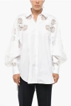 Ermanno Scervino Popeline Shirt With Lace Inserts In White