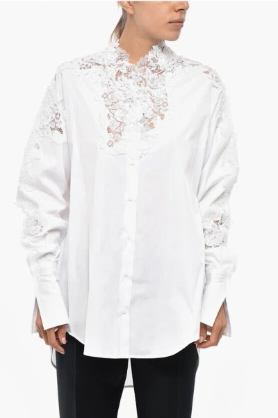 Ermanno Scervino Popeline Shirt With Lace Inserts In White