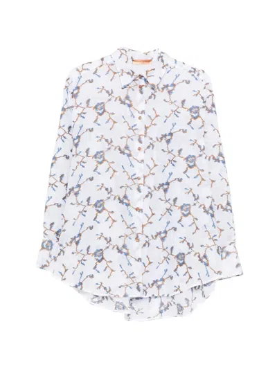Ermanno Scervino Printed Button-front Shirt In Brown