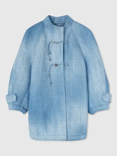 Ermanno Scervino Printed Denim Jacket In Blau