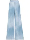 Ermanno Scervino Denim-print Palazzo Pants In Blue