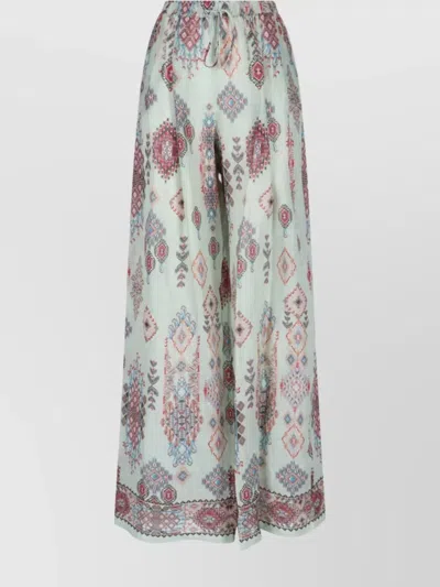 Ermanno Scervino Wide-leg Pants With Geometric Pattern In Blue