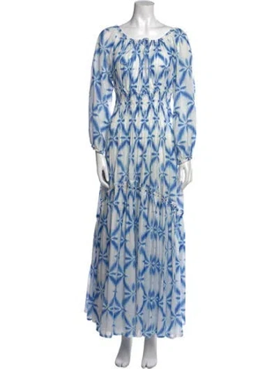 Pre-owned Ermanno Scervino Printed Long Dress In Blue