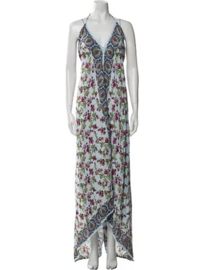 Pre-owned Ermanno Scervino Printed Long Dress W/ Tags In Blue