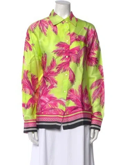 Pre-owned Ermanno Scervino Printed Long Sleeve Button-up Top In Pink