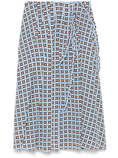 Ermanno Scervino Printed Midi Skirt In Blue