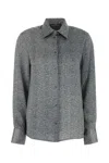 Ermanno Scervino Herringbone Shirt Adorned With Rhinestone Details In Gray