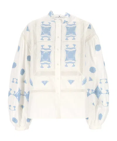 Ermanno Scervino Embroidered Lace-trim Blouse In White