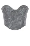 Ermanno Scervino Rhinestone Herringbone Bustier Top