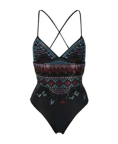 Ermanno Scervino Printed Swimsuit In Black