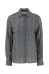 Ermanno Scervino Herringbone Shirt Adorned With Rhinestone Details In Gray