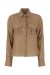 Ermanno Scervino Herringbone-pattern Shirt In Brown