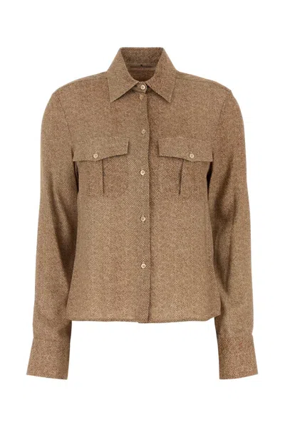 Ermanno Scervino Printed Viscose Shirt In Brown