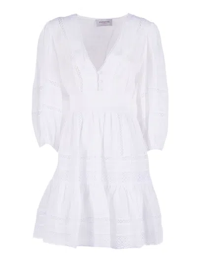 Ermanno Scervino Puff Sleeve Lace Mini Dress In White