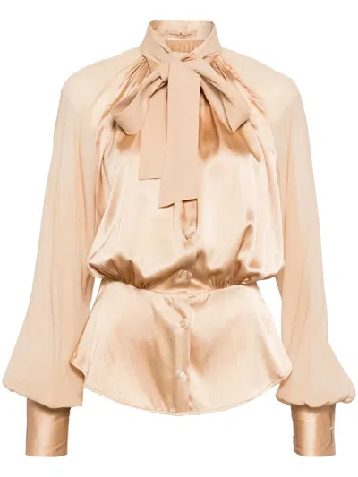 Ermanno Scervino Puff-sleeves Buttoned Shirt In Nude