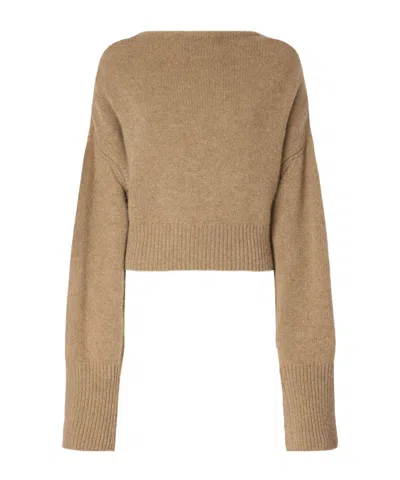 Ermanno Scervino Pure Cashmere Sweater With Back Bow Detail In Brown