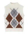 Ermanno Scervino Pure Cashmere Top With Two-tone Argyle Motif In White