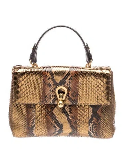 Pre-owned Ermanno Scervino Python Top Handle Bag In Brown