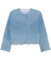 Ermanno Scervino Floral-embroidered Jacket In Blue