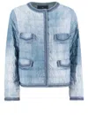Ermanno Scervino Long Sleeve Quilted Downcoat With Denim Look