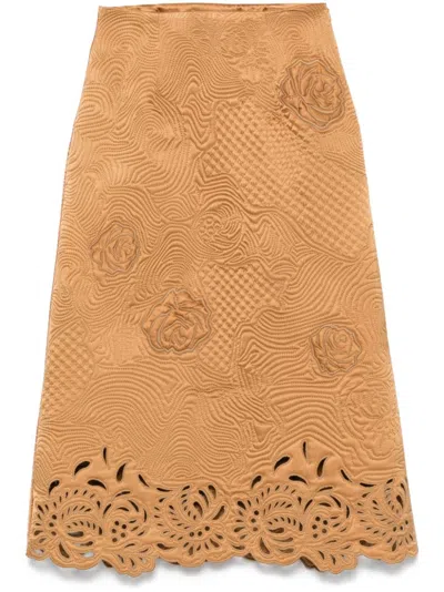 Ermanno Scervino Quilted Midi Skirt In Brown