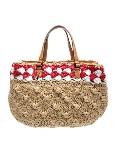 Pre-owned Ermanno Scervino Raffia Tote In Neutrals