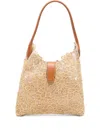 Ermanno Scervino Medium Hobo Bag Lace Overlay Leather Handles In Neutral