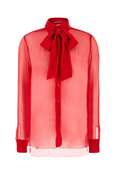 Ermanno Scervino Red Silk Blouse In 91557