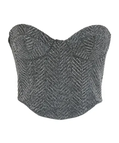ERMANNO SCERVINO RHINESTONE HERRINGBONE BUSTIER TOP