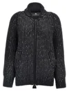 Ermanno Scervino Rhinestone-embellished Merino Wool Knit Cardigan In Gray
