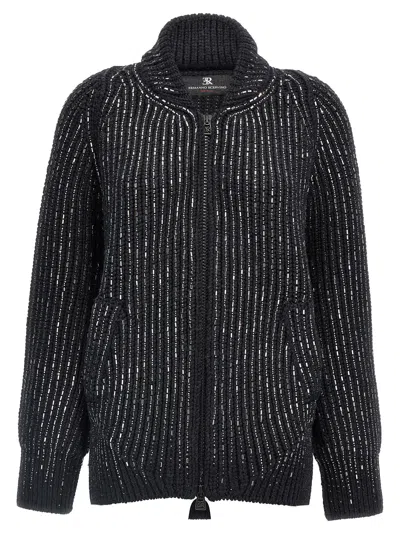 Ermanno Scervino Rhinestone Cardigan Sweaters And Cardigans Gray In Grey