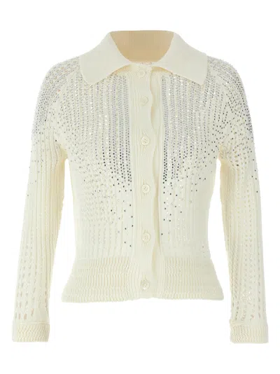 Ermanno Scervino Rhinestone Cardigan Sweaters And Cardigans In White