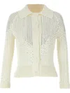 Ermanno Scervino Rhinestone Cardigan Sweaters And Cardigans In Weiss