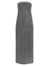 Ermanno Scervino Rhinestone-embellished Midi Dress With Herringbone Pattern In Gray