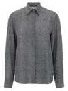 Ermanno Scervino Herringbone Shirt Adorned With Rhinestone Details In Gray