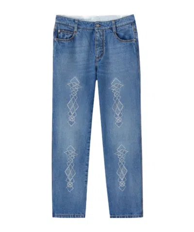 Ermanno Scervino Rhinestone-embellished Jeans In Blue