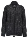 Ermanno Scervino Rhinestone-embellished Merino Wool Knit Cardigan In Black