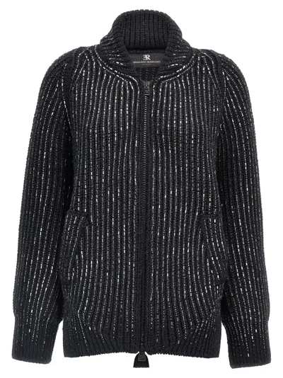 ERMANNO SCERVINO ERMANNO SCERVINO RHINESTONE-EMBELLISHED MERINO WOOL KNIT CARDIGAN
