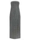 Ermanno Scervino Rhinestone-embellished Midi Dress With Herringbone Pattern In Gray