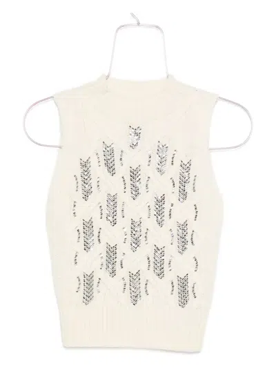 Ermanno Scervino Rhinestone-embellished Sleeveless Top In White