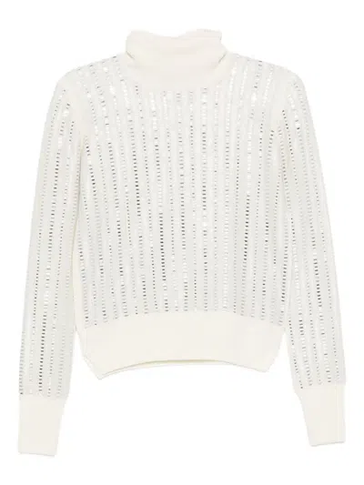 Ermanno Scervino Rhinestone-embellished Turtleneck Jumper In White
