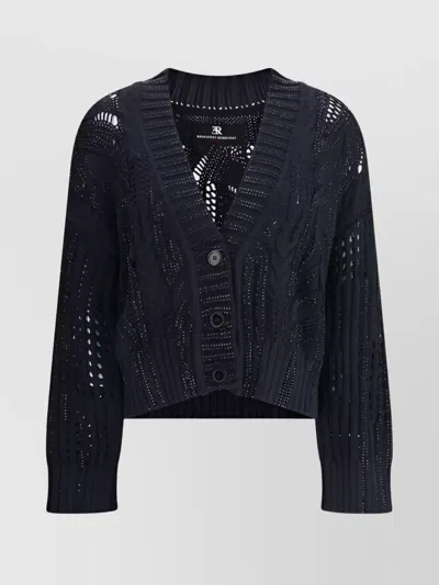 Ermanno Scervino Rhinestone-embellished V-neck Knitwear Cardigan In Black