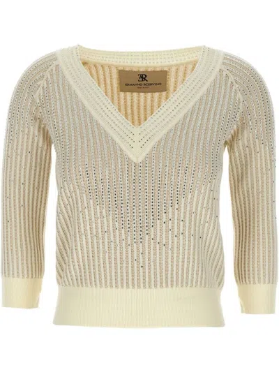 Ermanno Scervino Rhinestone Sweater Sweaters And Cardigans In White